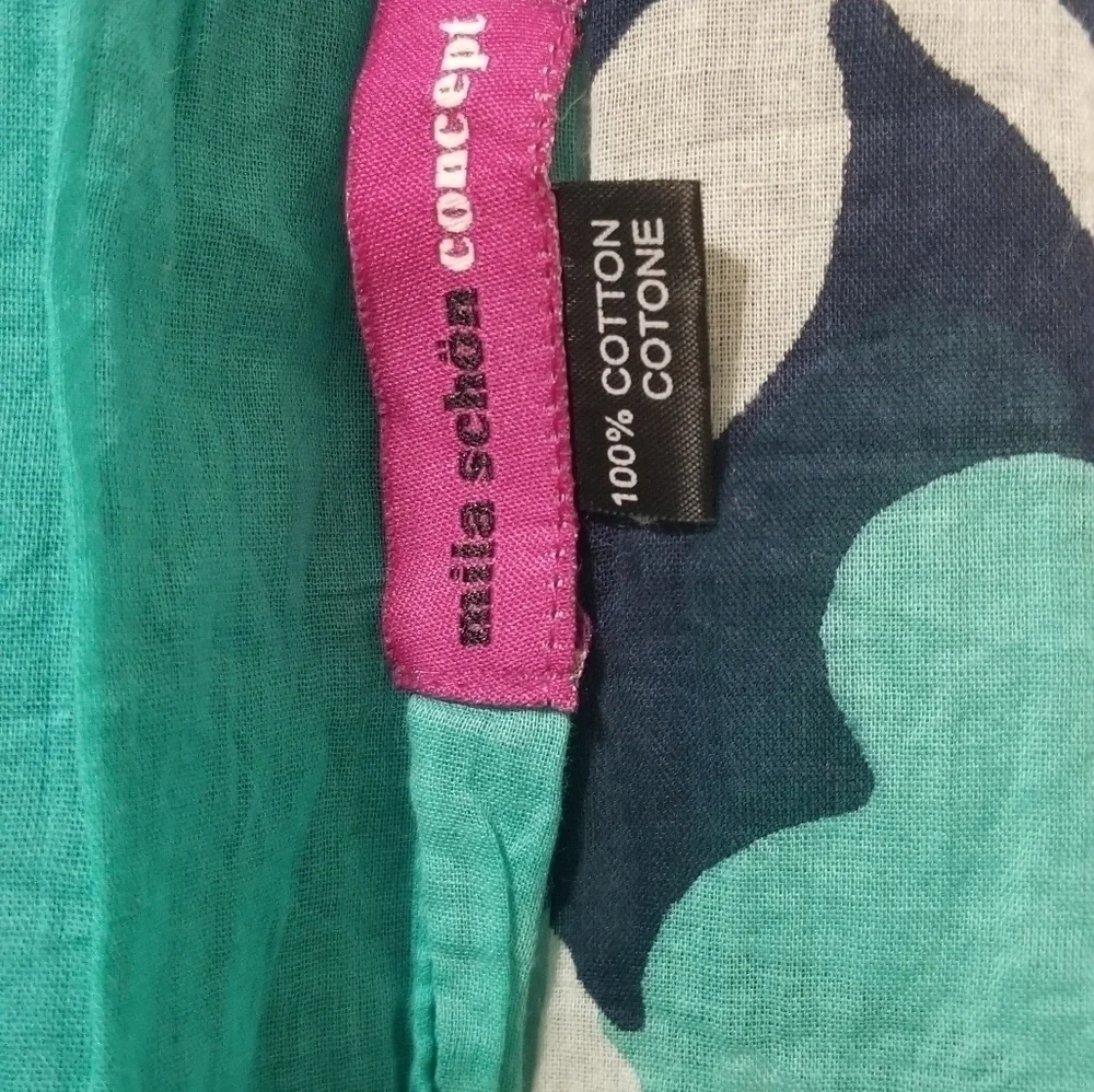 Mila Schon Concept Scarf, Colors Teal,Blue and White.